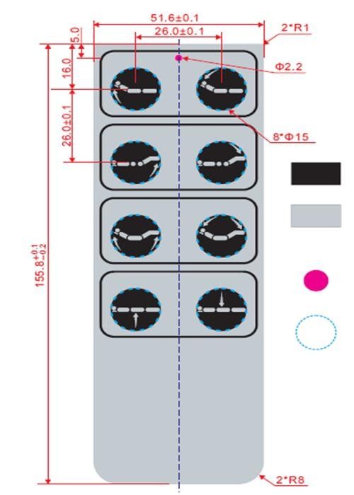 Waterproof Membrane Switch Touch Screen Panel With 3M Adhesive And 8 Button
